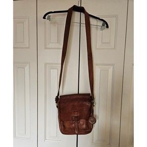 Harbour 2nd German leather crossbody flap bag cognac brown tan